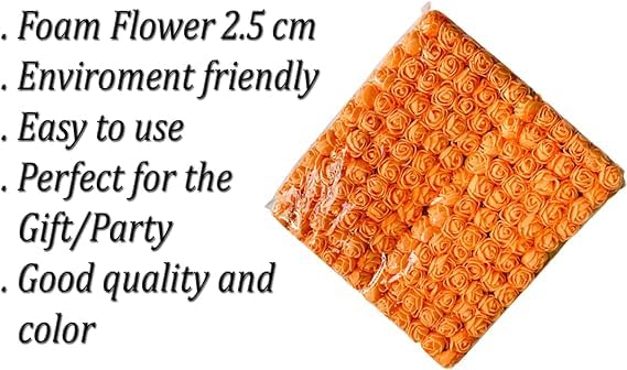 Witty Cuties Artificial Flowers Real Looking Artificial Orange Roses Foam Flowers for Crafting Fake Foam Roses Decoration DIY Wedding Bouquets Bridal Shower Flower Decoration Pack of 1 (144pcs) - Image 3