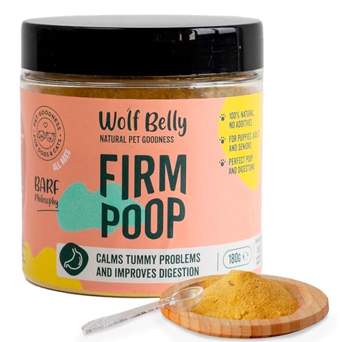 Wolf Belly - Probióticos Diarrea Perros y Gatos 100% Natural (180 gr) Polvo Calabaza Perros Rico en Fibra y Vitaminas, Cuida Salud Gastrointestinal, Enzimas Digestivas Antidiarreico - Firm Poop