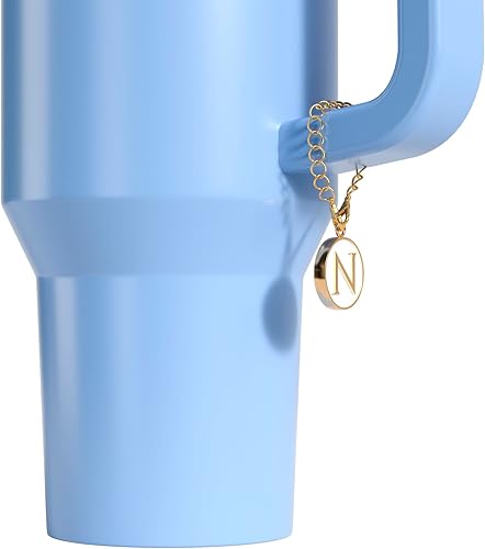 Miniatura 6 de Utuichuo Tapa de popote de 0.394 in para copa Stanley, 30 onzas, 40 onzas, inicial, con 2 dijes de letras, accesorios para dije de identificación