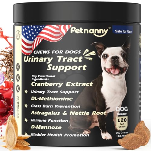 Petnanny Urinary Tract Support Soft Chews for Dogs Cranberry Supplement for Dogs Supports Bladder Health pH Balance & Immunity Chicken Flavor