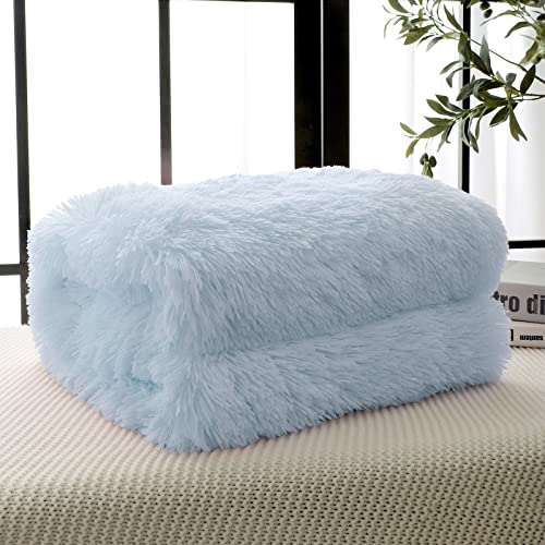 Benron Light Blue Throw Blankets, Super Soft Shaggy Fuzzy Sherpa Blankets, Cozy Warm Lightweight Fluffy Faux Fur Blankets For Bed Couch Sofa Photo Props Home Decor, Washable 60"X80" #TOP7