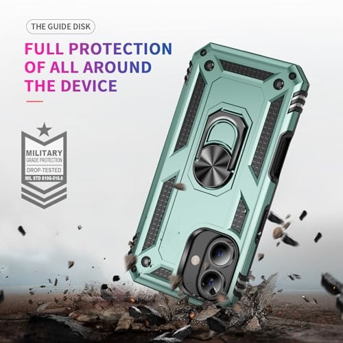Korecase for iPhone 16 Phone Case with 360° Rotating Kickstand Ring,Dual Layer Heavy Duty Protection Military Shockproof Armor for Apple iPhone 16 Case Green by Korecase - Image 3