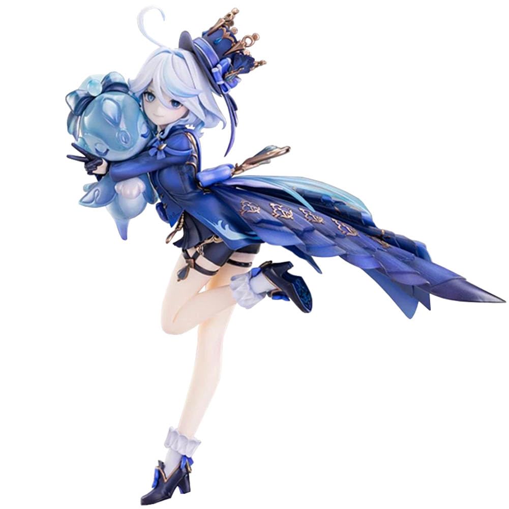Zhongkaihua Furina Figura 23 cm Furina Action Figure Blue Outfit Ver PVC Anime Statue Game Personaggio da Collezione con Parti di Scambia il Viso per Scrivania Mensola Display Regalo