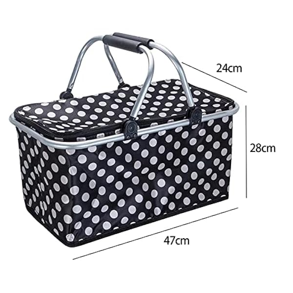 Inköpskorgar/förvaringskorgar Stor storlek Isolerad picknickkorg Vikbar varukorg Stark aluminiumram Vattentät foder håller maten kall Portable Shop Basket