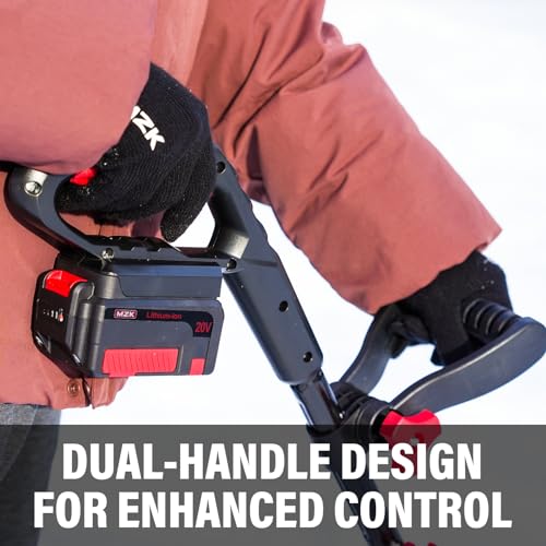 MZK Cordless Snow Shovel, 20V 12-Inch Battery Powered Snow Thrower, Battery Snow Blower with Directional Plate & Adjustable Front Handle(4.0Ah Li-ion Battery & Fast Charger Included)