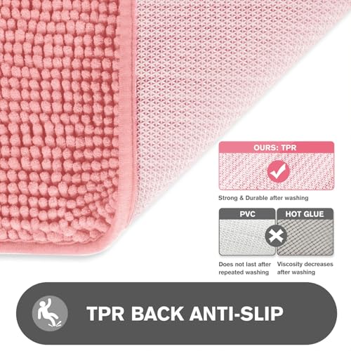 Tapis de douche extra large rose pour sortie de bain