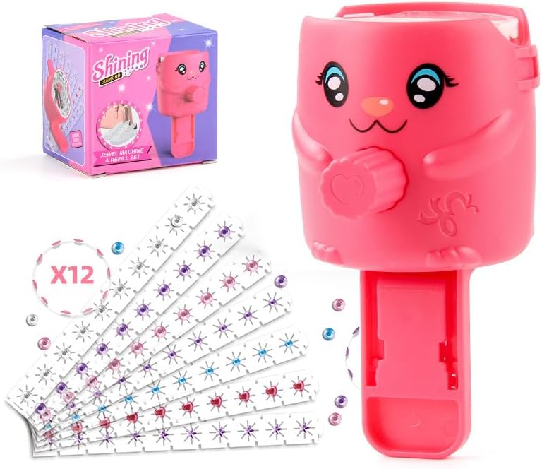 Hair Gem Stamper Kit for Girls - DIY Hair Bling Bedazzler Tool with 120 Rhinestones & 12 Sheets, Kids Hair Accessories Jewelry Set, Birthday Easter Gift for Ages 6-12