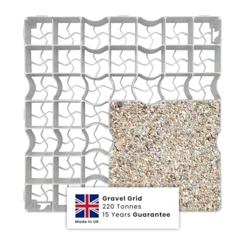 Neat Plastics COLOURED Gravel/Grass Grid Paver Path Base Mat FOR Greenhouse Deck Turf Lawn Shed Garden (20 Grids (5m²), Gravel Sand)