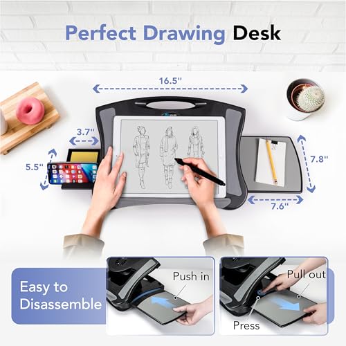 EHO Portable Lap Desk with Cushion, Detachable Mouse Pad Tray and Phone Holder, Adjustable Laptop Stand with 5 Angles, for Home, Office, Sofa, Bed - Thumbnail 6
