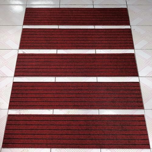 Alfombrillas de escalera interiores para peldaños de madera juego de 15 piezas rojas 7