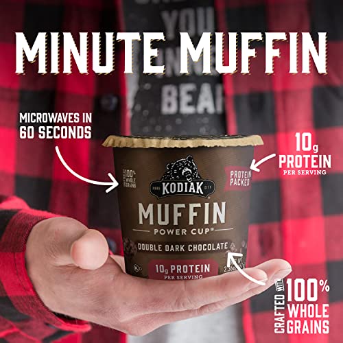 Kodiak Cakes Minute Muffins Dark Chocolate Muffins - 100% Whole Grain, High Protein Muffins Power Cup Just Add Water For Breakfast On The Go - Double Dark Chocolate Muffins, 2.36 Ounce (Pack Of 12) (Packaging May Vary) #TOP1