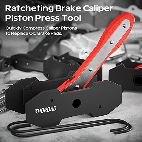 Thoroad Brake Caliper Press Tool, Brake Caliper Compression Tool,Car Ratcheting Brake Caliper Piston Spreader Press Tool With 2 Pcs Steel Plates (Red) #TOP1