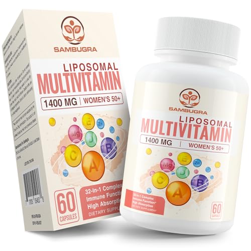 Sambugra Liposomal Multivitamin for Women 50+ - Women Daily Multivitamin with 32 Ingredients CoQ10 Vitamins C B D E for Cardiovascular & Bone Health Support - Iron-Free (60 Capsules)
