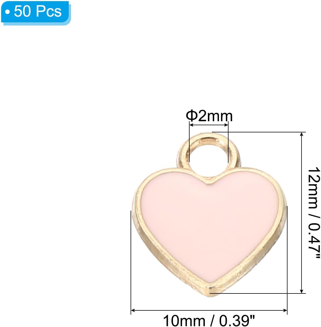 PATIKIL 50pcs Heart Charm, Heart Bracelet Charm Pendants Small Bulk Glitters for Jewelry Making Bracelets Earrings Necklaces - Image 2