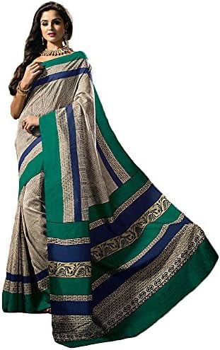 Shree Designer Sarees Women's Modest Multi Color Bhagalpuri Silk Saree