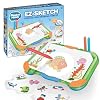 Playful Minds EZ Sketch Projector Drawing Tablet, 24 Piece Trace and Color Light Up Projection for Tracing and Sketching Includes 64 Traceable Cartoon Characters, 6 Markers