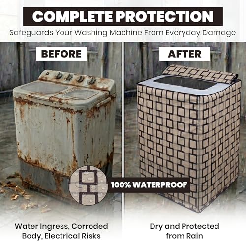 Image of DREAM CARE Waterproof & Dustproof Washing Machine Cover Top Load & Semi Automatic Suitable for 7 kg, 7.2 kg, 7.5 kg (83 x 95 x 51 cms)