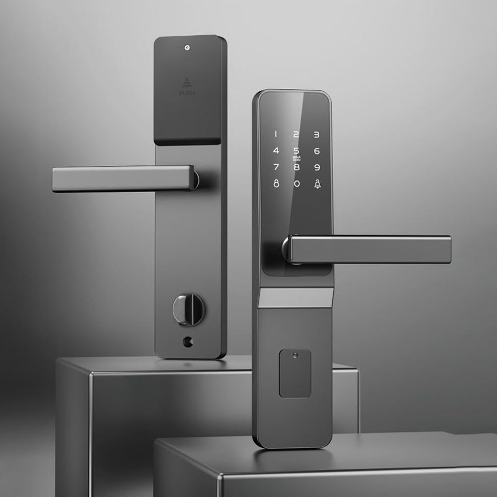 HEBEOT Smart Door Lock, Password Anti-Theft Electronic Doors Lock Automatic Smart Door Handle for Bedroom, Office, Apartment(Electronic Model)