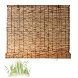 PROUH Natural Schilf Vorhang, Wasserdicht und staubdicht Bambusrollo, Schatten und Belüftung Bambus...