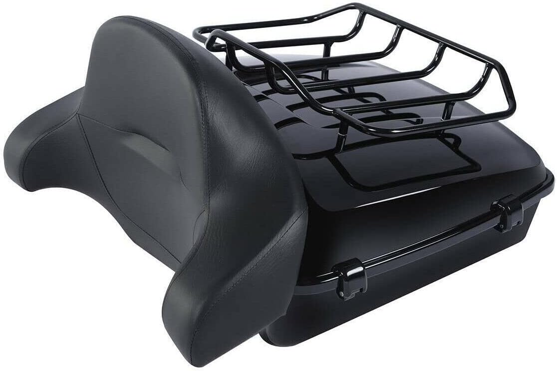 TCMT Chopped Motorcycle Trunk Box Wrap-around Backrest Detachable Mounting Rack Luggage Rack Fit For Harley Touring 1997-2008 Road King Road Street Electra Glide Pack