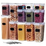 Luftdichte Frischhaltedosen mit Universaldeckeln – Müsli-Aufbewahrungsset aus Kunststoff mit Etiketten und Markierung for die Speisekammer in der Küche