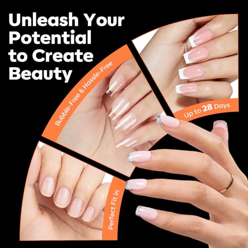 Image of modelones Square Nail Tips, 240pcs Short Square Soft Gel Nail Tips for Full Cover Acrylic Extensions, Pre-Shaped 15 Sizes Press on Nails DIY Home or Professional Salon Use