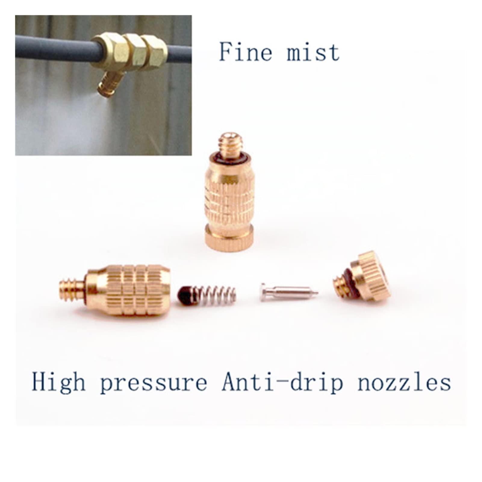 System nawadniania zraszaczy ogrodowych Dysza chłodząca rozpylający nawilżacz mosiężny ogród wilgotny metal 0,1 mm 0,2 mm 0,3 mm 0,4 mm 0,5 mm 0,6 mm 0,7 mm Dysza 0,8 mm (Color : 0.8mm nozzles)