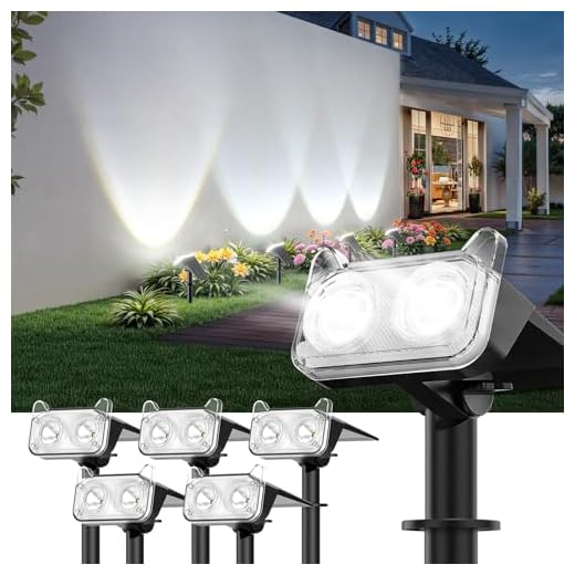 LETMY Solar Spot Lights Outdoor Waterproof with Bigger LED, 6 Pack Auto ON/OFF 135°Adjustable Solar Lights Outdoor, 2-in-1 Wall Lights & 2 Modes Landscape Spotlights for Tree Yard Pathway Garden Decor