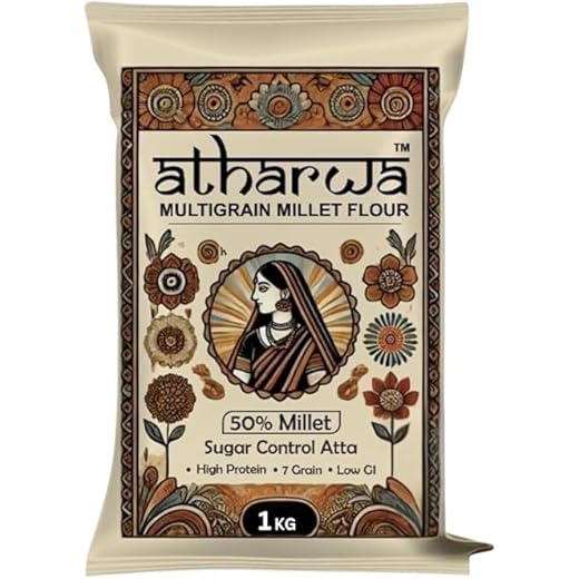 Atharwa Multigrain Millet Atta/Flour, 50% Millet, Sugar Control Atta, High Protein, 7 Grain, Low GI, 1 kg