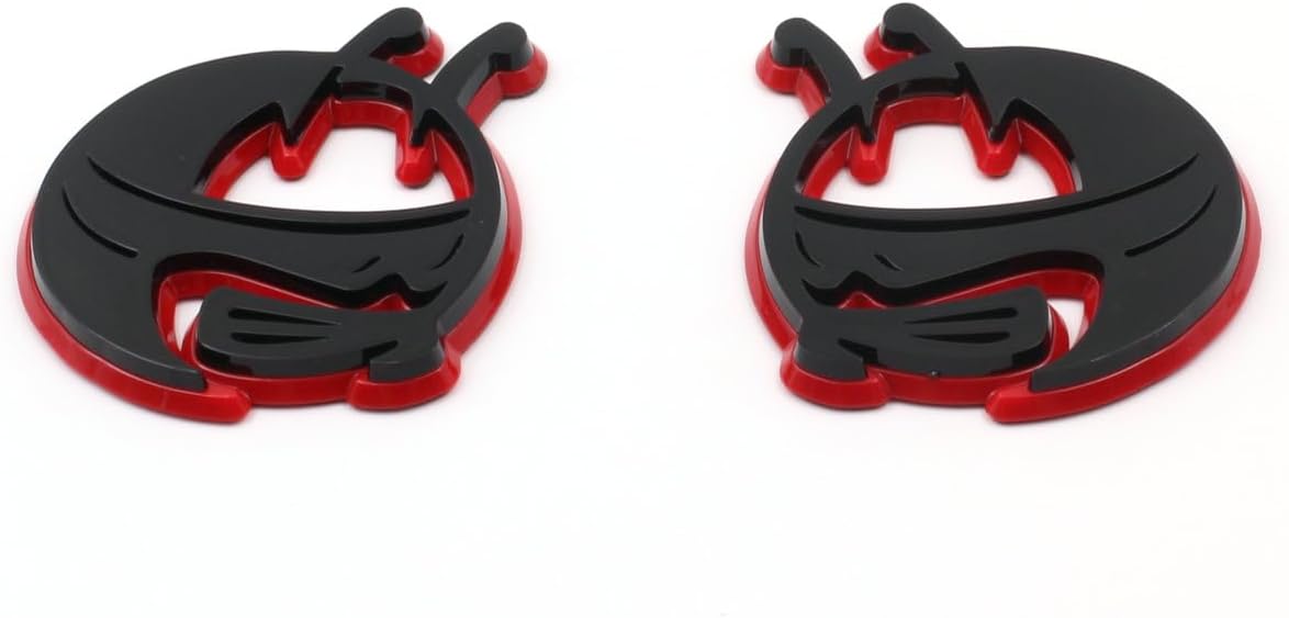 Pair New Custom BEE Head Emblems Compatible with Challenger Charger Badge Scat Pack (Black Red)