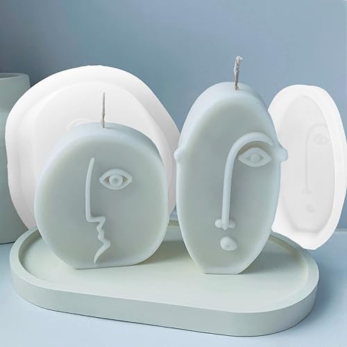 Miniatura 1 de 2 unidspack 3D Geometría abstracta cara humana vela molde de silicona DIY pastel de fondant hecho a mano jabón yeso resina epoxi aroma aroma vela