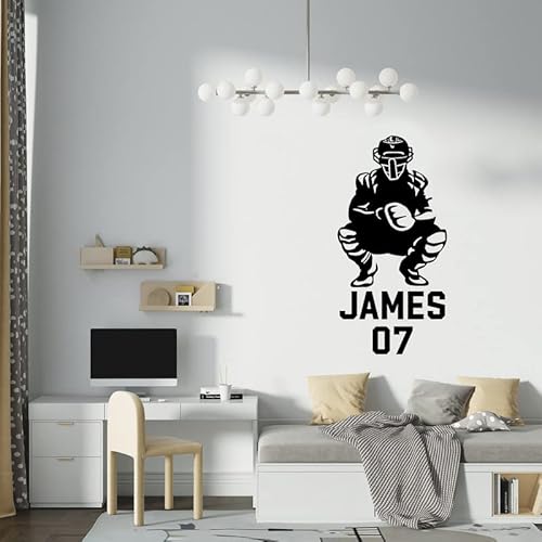 Large Sports Wall Decals with Baseball Player in Equipment – Baseball D?cor for Boys Room Furniture Windows Cars – Custom Wall Decals with Personal Name