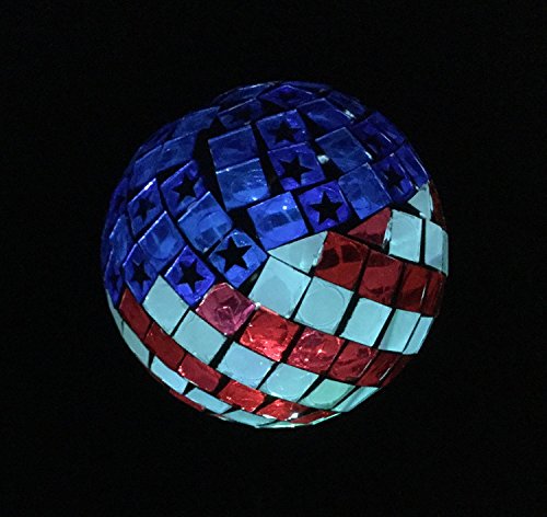 Solar USA Flag Ball LED Lights, Solar Mosaic Americana Globe Garden Stake Outdoor Yard Decor Landscape Color Changing LED Lamp Lights, Great Gift