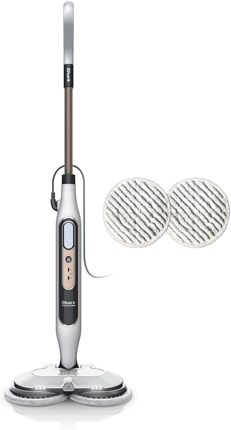 Shark Steam & Scrub S8201IN Steam Mop | Automatic Steam & Scrub with Steam Blaster | 4 Rotating Washable Power Pads | 3 Steam Settings | LED Headlights | Swivel Steering | For Sealed Hard Floors