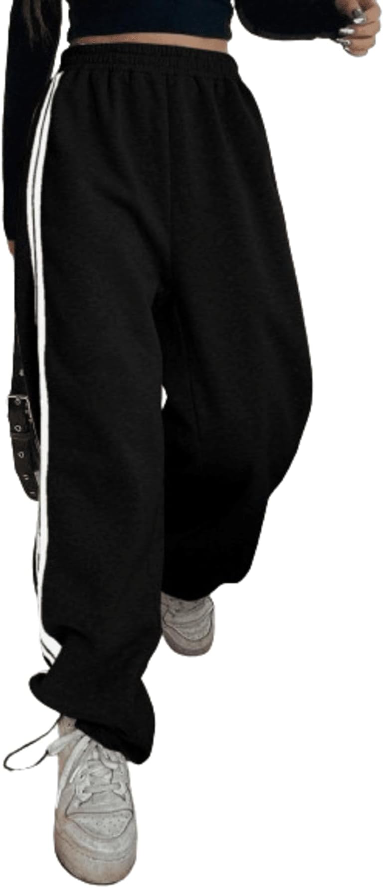 Aahwan Women's Loose Mid Rise Off White Solid Bottom Drawstring Stretchable Baggy Pants