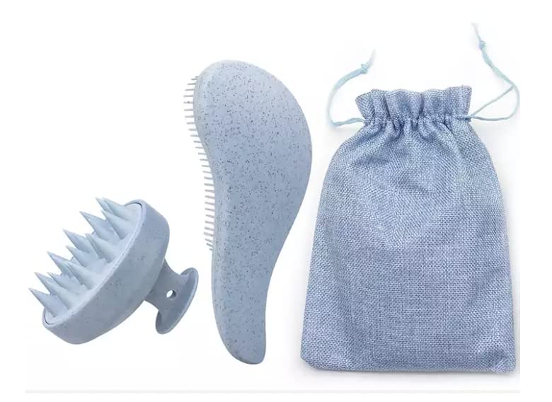 Miniatura 7 de Cepillo desenredante ecológico con masajeador de cuero cabelludo, nudo anitario para un cabello suave y sin encrespamiento, exfoliante para cuero