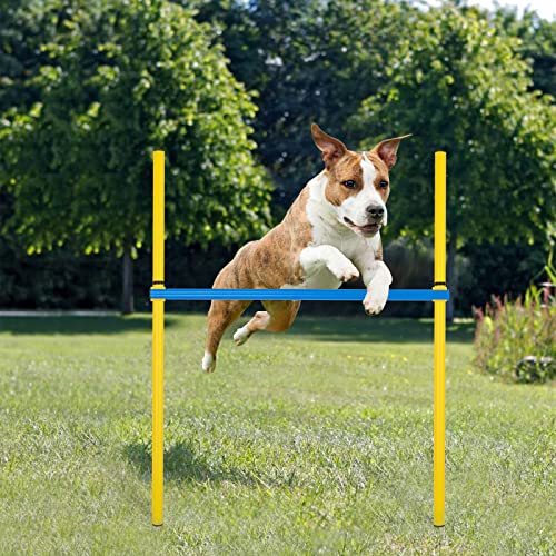 YGORTECH Agility Set Hunde Groß, Hunde Parcour Reaktionstraining für Hundetraining Zubehör mit 300CM Hundetunnel, Agility Hürden, Slalomstangen,Springring Hunde Agility Set