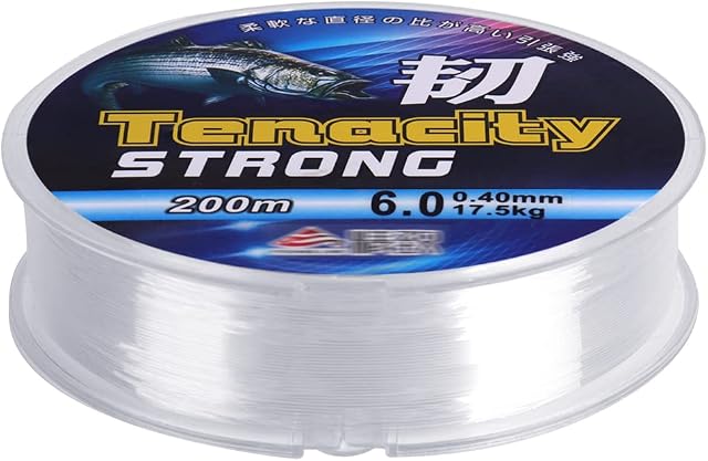 HCFGS 200 Meters Fishing Line, 0.4mm Clear Nylon Fishing Wire 6.0 Spool Invisible Monofilament Line for Fishing, Hanging, Craft