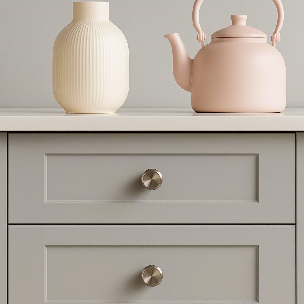 10 Pack Brushed Satin Nickel Cabinet Knobs, 1.4 Inch (36mm) Round Cabinet Pulls, Modern Single Hole Hardware Zinc Alloy for Kitchen, Bathroom Dresser, Drawer knobs