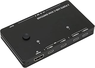 Lazmin112 KVM Switch, 2 In 1 Out 10Gbps Type C KVM Switcher, 3840x2160 30Hz 60Hz Automatic Adjustment, Self Adaptive EDID USB HD Switcher, for Laptop Desktop TV