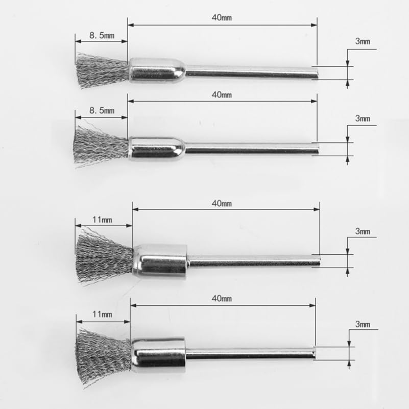Image of 15Pcs Wire End Brush, Crimped End, Pen Shape Wire Wire Brush for Drill Attachment Wire Brush Wheel for Drill Metal Brush Drill Bits Shank for Paint-Surface