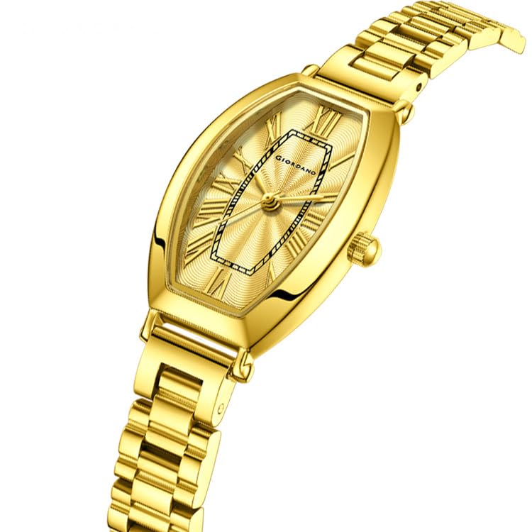Image of Giordano Silver Oval Shape Dial Watch for Women - Elegant Roman Numerals, Stainless Steel Strap, Sleek Analog Design