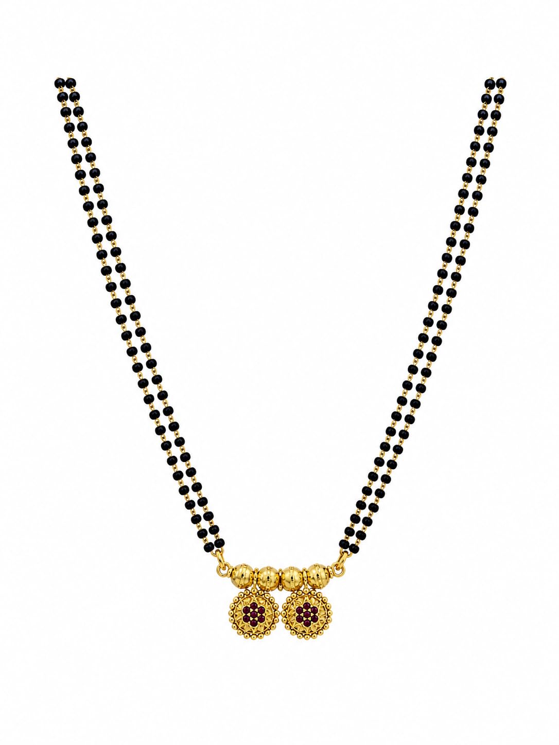 Traditional Black Bead Mangalsutra Necklace for Women | Elegant Dual Strand Design | Imitation Jewelry | Gold Tone & Black-image-44