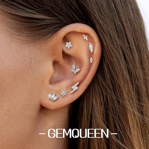 GEMQUEEN Medical Grade Titanium Earrings Screw Back: Hypoallergenic 18G Flat Back Earrings Internally Threaded Tragus Cartilage Conch Helix Piercing Jewelry Lip Stud for Women Sensitive Ears by GEMQUEEN - Image 4