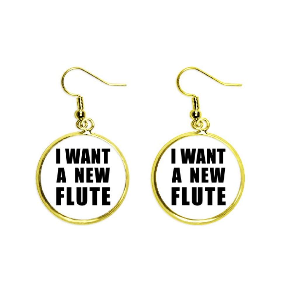 Pendientes de gota dorados con forma de flauta para mujer 2
