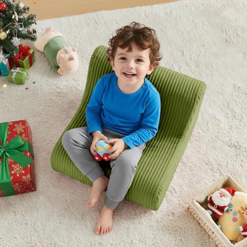 Image of DAICO Kids Bean Bag Chair Green, Ultra-Soft Toddler Bean Bag Sofa with Handle, Small Toddler Comfy Reading Lounger Foam Chairs for Playroom or Bedroom - Birthday Gift for Boys and Girls, Washable