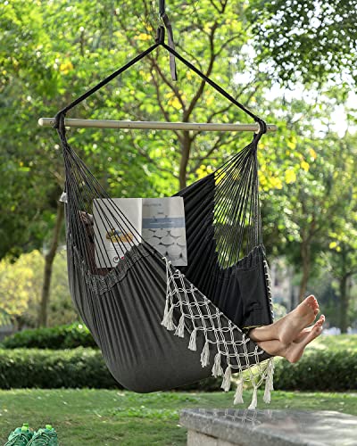 Miztli Hammock Chair Hanging Chair Swing Chair Xxl Large Macrame Swing - Max 500 Lbs-All Hanging Kit Included #TOP4