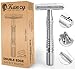 Price comparison product image Kanzy Safety Razor for Men & Women Double Edge Single Blade Metal Reusable Razor Shaving Kit, Traditional Manual Razor for Perfect Shave (Silver)