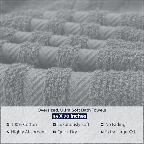 Image of DAN River 2 Pack Bath Sheets Extra Large 35x70, Large Bath Towels for Adults, XL Oversized Heavy Duty Towel Set, 600 GSM 100% Ring Spun Cotton, Soft Quick Dry, Silver