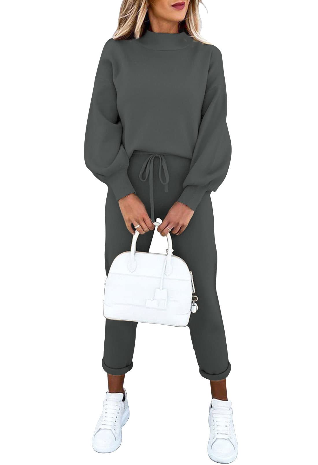 Sovoyontee Damen Langarm Trainingsanzug Outfit Pajamas Lounge 2-Teiliges Set